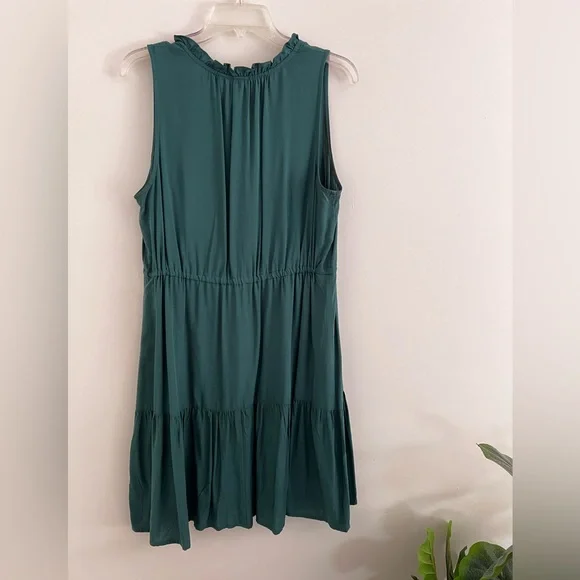 GAP Teal Sleeveless Ruffle Neck Mini Dress Size M | Like New - Picture 2 of 10